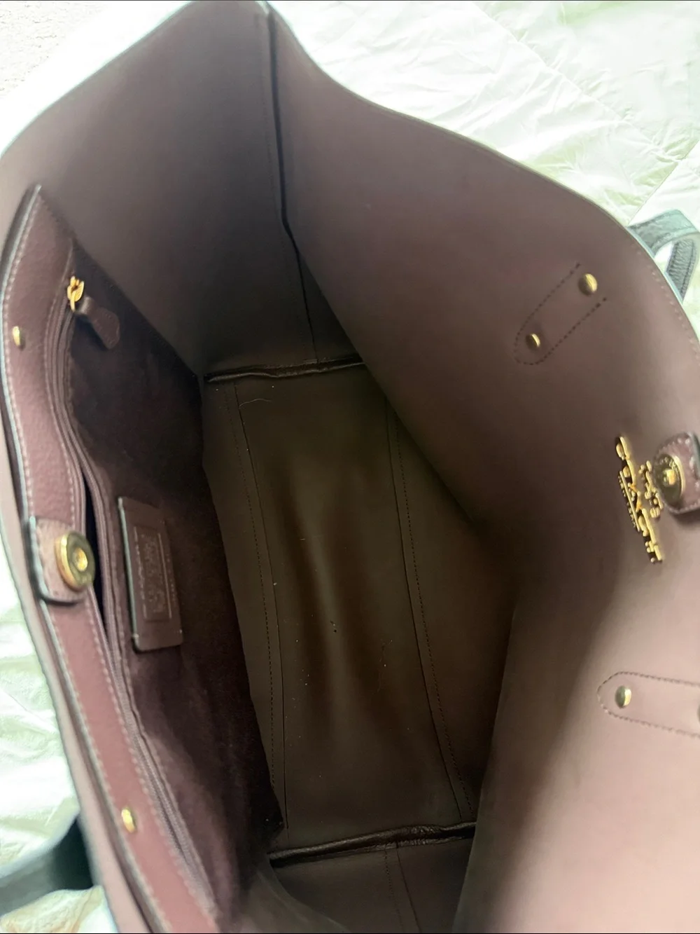 Coach Black Pebbled Leather Tote with Gold Tag - Picture 3 of 5